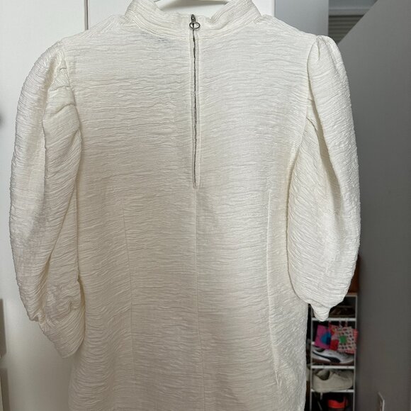 Sandro Paris Janyce Puff Sleeve Cloqué Blouse White Ecru Size 3/FR40/US8 - Picture 7 of 7